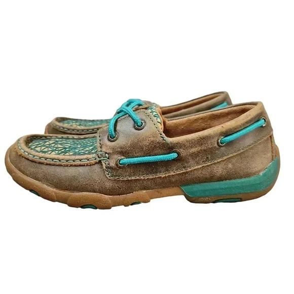 Twisted X Bomber Turquoise Driving Moc Shoes 7 - Picture 3 of 12